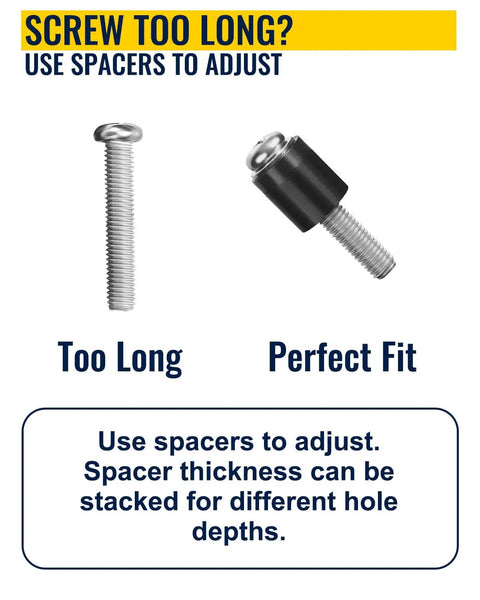 Image showing Adjustable M8 TV Mount Screws With Washers And Spacers For 41 To 85 Inch VESA TVs demonstrating spacer adjustment.