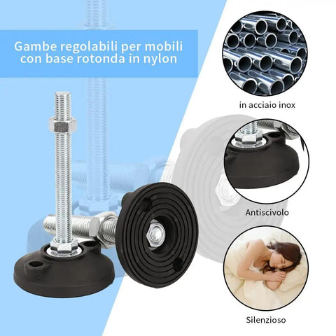 Heavy Duty Leveling Feet Set 4 Pcs M6 Thread Size D30 Base For Tables Chairs Sofas Workbenches Dressers Cabinets