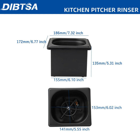 Pitcher Rinser With Base for Countertop, Matte Black Stainless Steel Glass Rinser Cup Washer With Side Spray, No Fuss One Hand Operation, Quick Milk Residue Removal, Durable Kitchen Sink Accessory