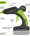 18V Cordless Hot Glue Gun With 60W Internal Heater Reaches 380 Degrees Fahrenheit In Minutes Battery Compatible With Ryobi