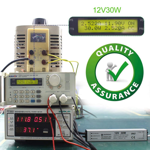 30W 12 Volt LED Power Supply IP67 Waterproof LED Driver 110V AC To 12V DC Converter With 3 Prong Plug and 3.3 Feet Cable