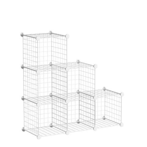 Six Cube Wire Storage Organizer With Metal Grid Shelves, Modular Cube Units For Home And Office, Closet Organizer With Large Capacity Shelving System That Fits Bins Up To 11.5 By 11.5 Inches, Dimensions 36.6L X 12.4W X 36.6H
