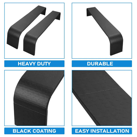 Detachable Trailer Fenders For Double Axle Trailers Fits 13 To 15 Inch Tires, black coated diamond tread surface