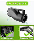 Rock Solid Chademo To Ccs1 Ev Charger Adapter 150A 150Kw showing Chademo plug and CCS1 socket for fast EV charging.