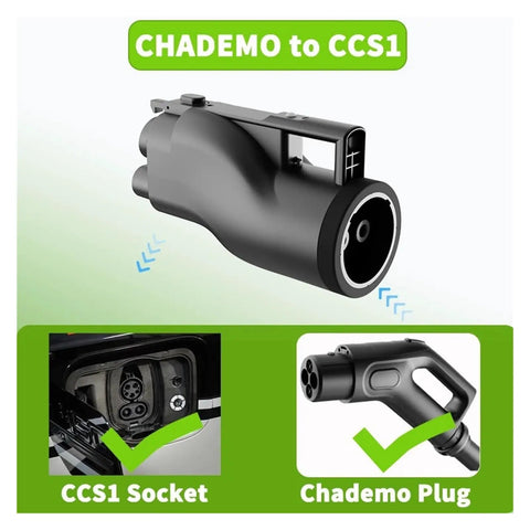 Rock Solid Chademo To Ccs1 Ev Charger Adapter 150A 150Kw showing Chademo plug and CCS1 socket for fast EV charging.