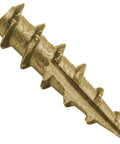 Eight By One Quarter Inch Bronze Ceramic Coated Star Drive Torx Head Exterior Truss Wood Screw shown from side angle.