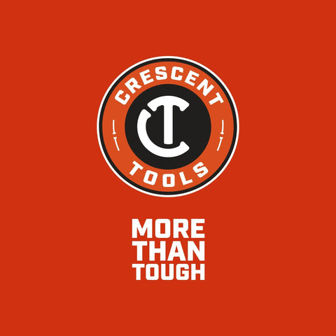 Crescent Tools logo on red background with the text 'More Than Tough' below