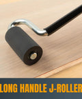 12 Inch Long Handle J Roller For Laminate And Veneer Applications with a one and a half inch diameter and three inch wide rubber roller