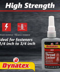 Front view of Red High Strength Thread Locker For Large Fasteners Permanent Lock Anaerobic Cure 1.69 Oz, shock and vibration resistant.