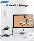 Home office setup with computer and Tamper Resistant 15 Amp 125V White Electrical Wall Outlet Receptacle Pack Of 20 UL Listed