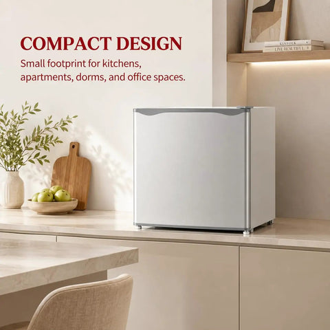 1.1 Cu Ft Compact Mini Freezer Solid Upright Build Slides Right Into Tight Dorm Rooms Or Offices Storing Meats Fresh Fish And Ice With Zero Hassle Cooling Tech in a modern kitchen setting.