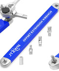 15 Inch Offset Extension Wrench Set for Tight Spaces, Impact Ready, with adapters and ratchet, high carbon steel, chrome finish