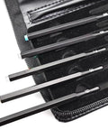Solid Seven Piece Mohs Hardness Scratch Test Pens For Gemstone Checking Mineral ID, detailed view in black carrying case.