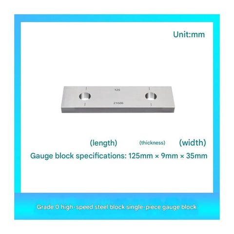 Pro Shop Grade Zero Steel Gauge Block Set Featuring One Five Hundred Three Hundreds And Three One Fifty Millimeter Calibration Gages showing 125mm single steel gauge block.