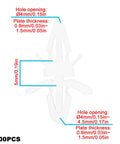 Top Shelf 100 Count White Pcb Standoff Mounting Clips Quick Snap Fit For 4Mm Holes dimensions detailed on product.