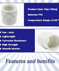 Six Pack 1 Inch PVC Coupling Fittings White Slip To Female Thread Pipe Adapters For Schedule 40 PVC Piping description
