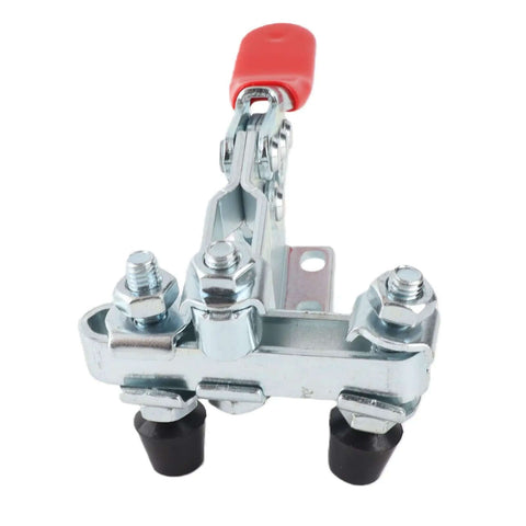 Beefy Heavy Duty Horizontal Toggle Clamp With Dual Head And Quick Release Iron Construction Delivers 500lb Holding Power
