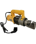 Heavy Duty Portable Rebar Cutter Pliers With Pure Copper Motor RC16B, electric hydraulic cutter with yellow handle and plug.