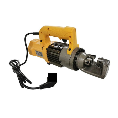 Heavy Duty Portable Rebar Cutter Pliers With Pure Copper Motor RC16B, electric hydraulic cutter with yellow handle and plug.