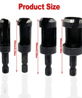 Heavy Duty Carbon Steel Wood Plug Cutter Drill Bit Set With Four Precision Sizes displaying different size bits for wood patch jobs.