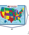 Jumbo Waterproof United States Map Poster on Durable Vinyl Flex, 36 by 24 Inches - bright state colors, tear-resistant material