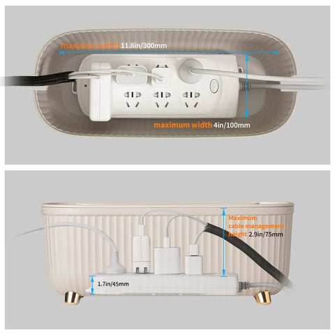 Cable Management Box Cord Organizer 13.7 By 5.9 By 5.3 Inches For TV Computer And Laptop Power Strips with cords concealed inside
