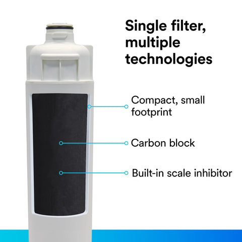 Heavy Duty Retrofit Filter Cartridge With No Sweat Quick Install Compatible With Select Systems NSF Certified carbon block design.
