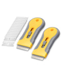 Two Pack Razor Blade Scraper Tool Set With 30 Extra Carbon Steel Blades, Anti Slip Ergonomic Handle, Pro Grade Heavy Duty Scraper