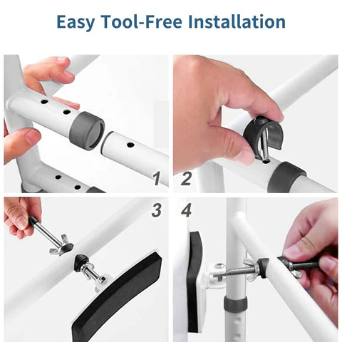 Instructions for installing Heavy Duty Toilet Safety Rails For Seniors Standalone Grab Bars With Adjustable Height And Width