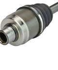 Front Driver Side CV Axle Assembly For 1997 To 2001 Honda Prelude OE Quality Replacement With Neoprene Boot Built To Last For Long Lasting Performance And Smooth Driving No Fuss Install. close-up of splined axle end with neoprene boot