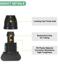 20 Pack Drip Irrigation Barbed Locking Fittings And End Caps Three Eighths Inch Tubing Connectors Easy Clamp On Plastic Coupling details