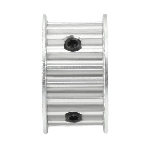 Aluminum 20 Teeth Timing Belt Pulley, 14Mm Bore, 5Mm Pitch, Fits 15Mm Timing Belts, Rock Solid For Milling Machines, 3D Printers, Drilling Machines, Rugged CNC Gear And Drive Component side view with set screws
