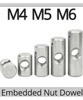 Beefy 304 Stainless Steel Cross Hole Barrel Nuts Set M4 To M6 Five Pack For Wood Furniture Built Tough, Corrosion Resistant