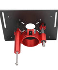 Router Table Insert Plate With Aluminum Mounting Base And Adjustable Lift Rings For Woodworking Setups showing red aluminum lift mechanism.