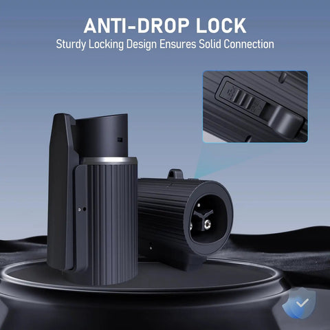 Plug And Go J1772 To Tesla Adapter Charges 80 Amp 240 Volt features sturdy anti-drop lock for secure connection.
