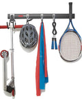 FastTrack Garage Hook Kit And Tool Organizer With All In One Rail for Wall Shed And Garden Storage holding scooter and sports gear