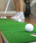 Indoor Golf Putting Trainer For Alignment Mastery Red Line Putt Pro Practice Aid in home golf setup with green mat and ball