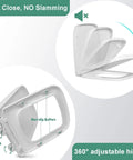 Square Soft Close Toilet Seat Brings A Smooth Operator Vibe With Quick Release Plate And Adjustable Hinges For Absolutely Zero Trouble Daily Bathroom Cleanups, showing 360° adjustable hinge and non-slip buffers.