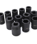 Top Tier Deep Impact Socket Set 12Pcs In 1 Inch Drive Size With Massive 24-41Mm Range And Heavy Duty Build Perfect For Pros And DIY Mechanics Looking For Serious Power And Storage On The Go. 12-piece 1-inch drive deep impact sockets, black steel, 30mm, 32mm, 33mm