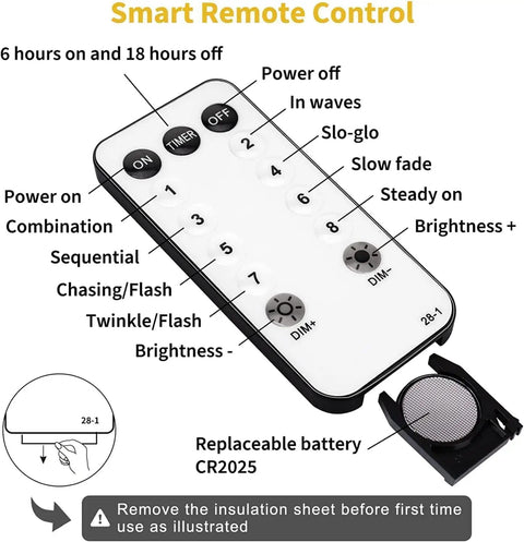 Remote control for 33 Ft 100 LED Star Fairy String Lights With Remote And Timer For Indoor And Outdoor Use Warm White Waterproof
