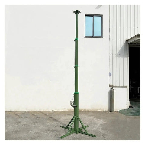 Hand Crank Telescopic Mast With Quadripod Base Extending Three To Ten Meters Smooth Manual Operation Heavy Duty Lighting Camera Mount Quick Deploy Standalone Pole No Sweat Portable Rig
