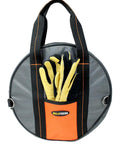 Heavy Duty Jumper Cable Organizer Bag That Straight Up Keeps Your EV Charging Cords Extension Lines And Tow Straps Snag Free With Zero Sweat Using A Secure Zipper And Sturdy Handle with gloves.