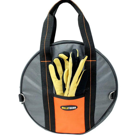 Heavy Duty Jumper Cable Organizer Bag That Straight Up Keeps Your EV Charging Cords Extension Lines And Tow Straps Snag Free With Zero Sweat Using A Secure Zipper And Sturdy Handle with gloves.