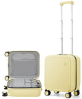 Underseat Carry-On Luggage 16 Inch Hardside PC Suitcase With Spinner Wheels And TSA Lock For Easy Grab-And-Go Travel In Bright Lark Yellow