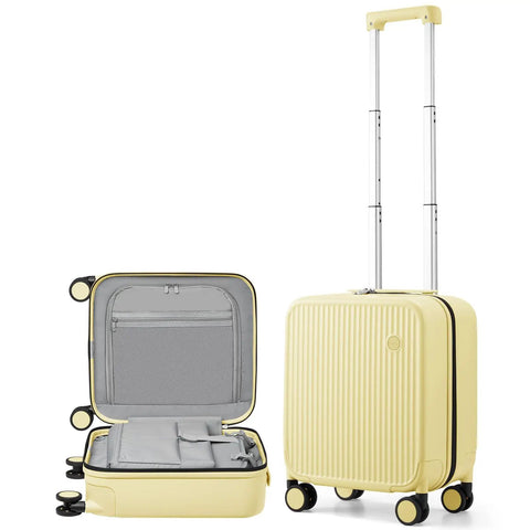 Underseat Carry-On Luggage 16 Inch Hardside PC Suitcase With Spinner Wheels And TSA Lock For Easy Grab-And-Go Travel In Bright Lark Yellow