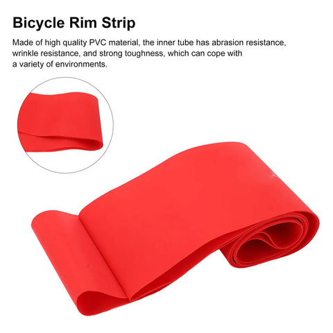 80mm Rim Tape And Tire Liner For 26 Inch Road Snow And Fat Bike Tires Anti Puncture Inner Tube Tape To Keep Flats Down Durable PVC Material Abrasion Resistant Wrinkle Resistant Red