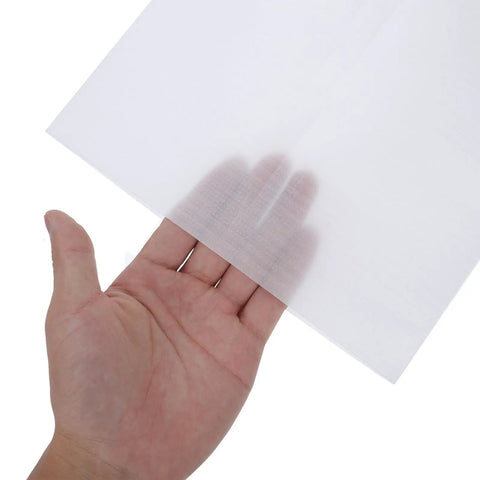 White EPE Cushioning Packing Pouches, 100 Pack For Moving And Storing Fragile Glasses, Mugs And Dishes, Thick Protective Pouches With Sleek Design For Safe Shipping And Easy Go-To Damage Free Packing hand showing thin white pouch