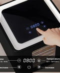 Premium Stainless Steel Food Dehydrator With Led Digital Touch Screen displaying timer and temperature settings for drying fruits and veggies.
