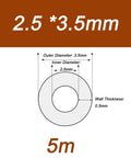 Diagram of PTFE Teflon Tube For Fluoropolymer Tubing That Goes Heavy Duty with dimensions: 2.5mm inner, 3.5mm outer diameter, 5m length.