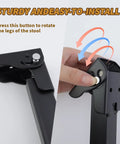 Close-up of Top Shelf Folding Table Legs 13 8 Inch Rock Solid Metal Collapsible Furniture Stand with self-locking button.